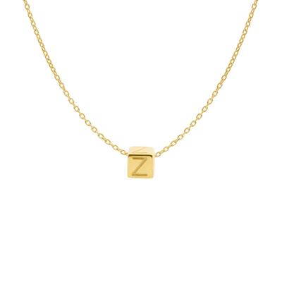 Minimalistische letter ketting cube - 14K GOUD - Goud - Z