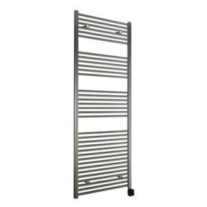 Sanicare elektrische design radiator 45x172 inox-look met Bluetooth en thermostaat rechts chroom