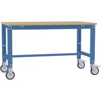 Manuflex AU7335.5007 Werktafel universele speciale mobiel met multiplex plaat, bxdxh = 1250 x 800 x 752-972 mm Stralend blauw (RAL 5007) - thumbnail