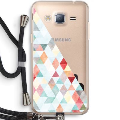 Gekleurde driehoekjes pastel: Samsung Galaxy J3 (2016) Transparant Hoesje met koord