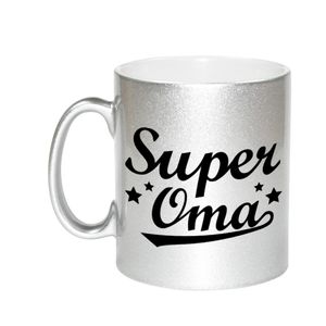 Super oma cadeau zilveren mok / beker sterren 330 ml