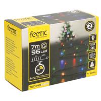 Kerstverlichting - gekleurd - 7 meter - 96 led lampjes - zwart snoer - op batterijen