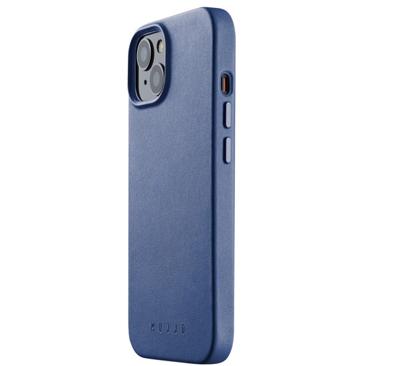 Mujjo Leather Case met MagSafe iPhone 13 / 14 blauw