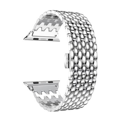 Dragon Grain Solid roestvrijstaal polsband horloge band voor Apple horloge serie 3 & 2 & 1 38 mm (zilver)