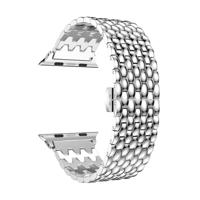 Dragon Grain Solid roestvrijstaal polsband horloge band voor Apple horloge serie 3 & 2 & 1 38 mm (zilver)