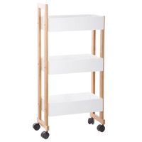 5Five Doucherekje/badkamerrekje/trolley - bamboe/mdf - wit - 3 lagen - 41 x 20 x 80 cm - Badkamerkastjes