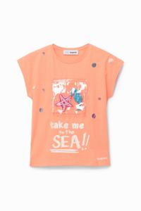 T-shirt met zak in zeesfeer - ORANGE - 13/14