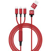 Smrter USB-laadkabel USB 2.0 USB-A stekker, USB-C stekker, Apple Lightning stekker, USB-micro-B stekker 1.20 m Rood SMRTER_HYDRA_ULT_RD