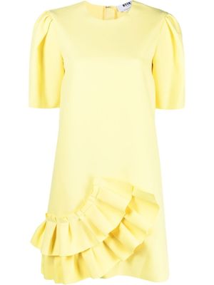 MSGM robe volantée à manches courtes - Jaune