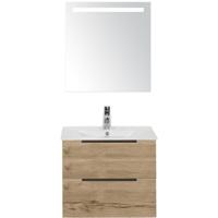 Seville Badmeubelset 60 cm - Natuur Eiken Edge Greep - Wastafel Enjoy met Sence Spiegel