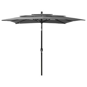 Parasol 3-laags met aluminium paal 2,5x2,5 m antracietkleurig