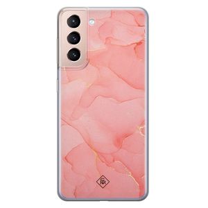 Samsung Galaxy S21 Plus siliconen hoesje - Marmer roze