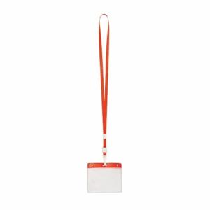 Badgehouders/naamkaarthouders - 10x - met rood keycord/lanyard - plastic - beurs/feest