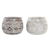 Grondlegger DKD Home Decor Bruin Wit (2 Stuks) (22 x 22 x 16 cm)
