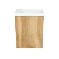 Fonteinkast Natural Oak Arcqua Luna 40x55x28 cm Incl. Fontein Mat Wit Zonder Overloop Arcqua