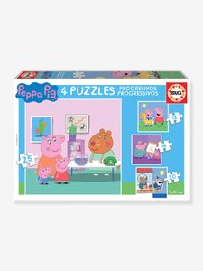 4 progressieve puzzels Peppa Pig - EDUCA blauw