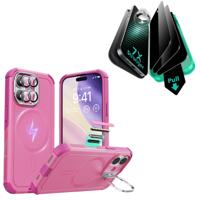 iPhone 17 Bundle Cyber Tough Magnetic Case (Camera Control, Stash Stand) and Armorite Privacy Screen Protector - Rosy Pink iPhone 17 Bundle Cyber Tough Magnetic Case (Camera Control, Stash Stand) and Armorite Privacy Screen Protector - Rosy Pink