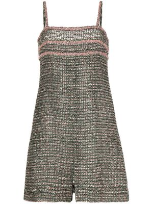 CHANEL Pre-Owned robe courte en tweed à design sans manches - Vert