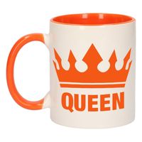 Koningsdag Queen mok/ beker oranje wit 300 ml - thumbnail