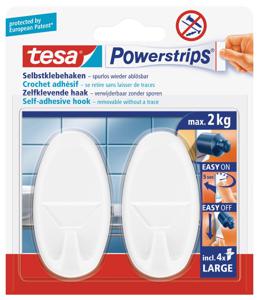 tesa POWERSTRIPS® Zelfklevende haak Large ovaal Wit Inhoud: 2 stuk(s)