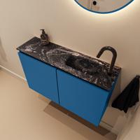 Toiletmeubel Mondiaz Ture Dlux | 80 cm | Meubelkleur Jeans | Eden wastafel Lava Rechts | 1 kraangat