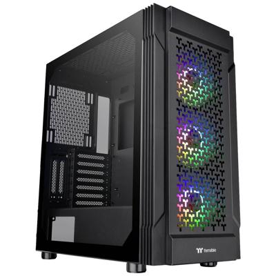 Thermaltake CA-1W2-00M1WN-01 Midi-tower PC-behuizing Zwart 3 voorgeïnstalleerde LED-ventilators, LCS-compatibel, Zijvenster, Geschikt voor DIY-waterkoeling,
