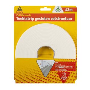 Tochtstrip - tochtwering - wit - zelfklevend - universeel - 12 m x 9 mm x 4 mm - Tochtstrippen