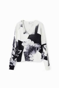 Dunne trui met collage - WHITE - XS