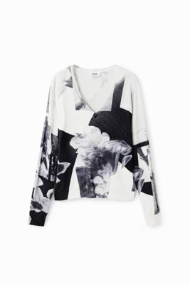 Dunne trui met collage - WHITE - XXL