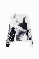Dunne trui met collage - WHITE - XS