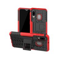 Band textuur TPU + PC schokbestendig geval voor Galaxy A20e/A10e met houder (rood)