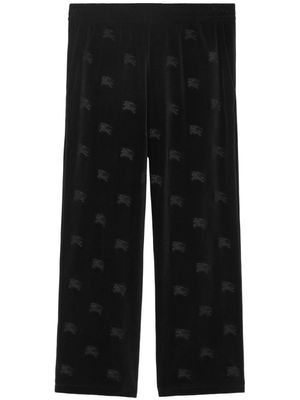 Burberry pantalon de jogging en velours à motif EKD - Noir