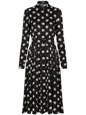 Dolce & Gabbana robe ceinturée à logo imprimé - Noir