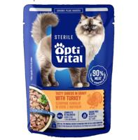 OPTIVITAL Sterile Tasty shreds in gravy with turkey - nat kattenvoer - 85g