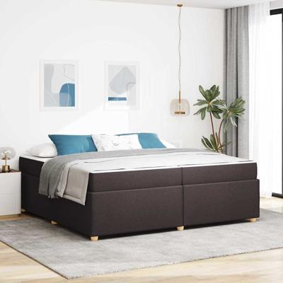 Bedframe met matras Donkerbruin 200 x 200 cm Stof