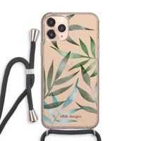 Tropical watercolor leaves: iPhone 11 Pro Transparant Hoesje met koord
