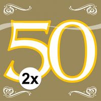 2x Servetten 50 jaar goud 20 stuks