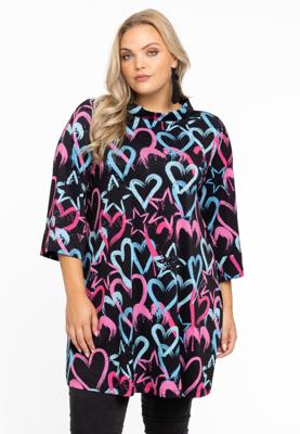 Yoek Tunic wide bottom | Zwart | Maat 54/56
