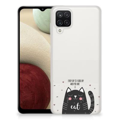 Samsung Galaxy A12 Telefoonhoesje met Naam Cat Good Day Samsung Galaxy A12 Telefoonhoesje met Naam Cat Good Day