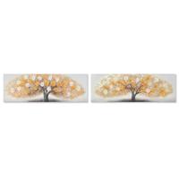 Schilderij Home ESPRIT Gouden Canvas Hout MDF Boomstructuur Traditioneel 90 x 3 x 30 cm (2 Stuks)