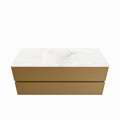 MONDIAZ VICA-DLUX 120cm badmeubel onderkast Oro 2 lades. Inbouw wastafel CLOUD midden zonder kraangat, kleur Ostra.