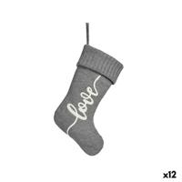 Kerstversiering Krist+ Love Wit Grijs Stof Kerstsok 28 x 4 x 46 cm (12 Stuks)