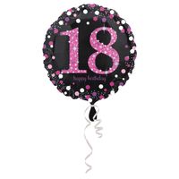 FolieBallon 18 jaar happy birthday sparkling pink 43cm