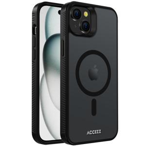 Accezz Rugged Frosted Backcover met MagSafe iPhone 15 Plus Telefoonhoesje Zwart