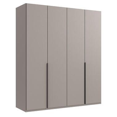 Kledingkast Milaan 4-deurs - kiezel - 208x180x58 cm - Leen Bakker