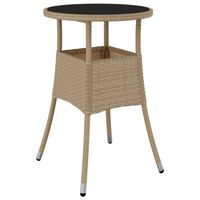 vidaXL Tuintafel Ø60x75 cm gehard glas en poly rattan beige - thumbnail