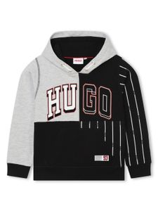 HUGO KIDS hoodie patchwork à logo imprimé - Gris