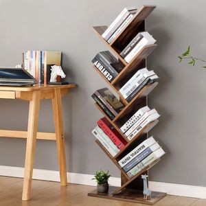 Boom Boekenplank 8 laagse Boekenkast met anti-klap apparaat 51 x 28 x 140 cm Bruin