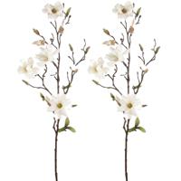 Kunstbloem Magnolia tak - 3x - 75 cm - creme - Kunst zijdebloemen