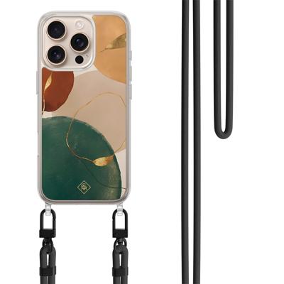 iPhone 16 Pro hoesje met zwart koord - Earthy luxe iPhone 16 Pro hoesje met zwart koord - Earthy luxe